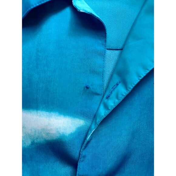 Japanese Anime Shirt Mens Large Button Blue Short Sleeve - Picture 7 of 11